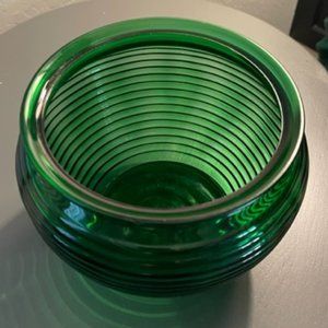 Mid-Centry Modern Emerald Green Ribbed Glass Vase